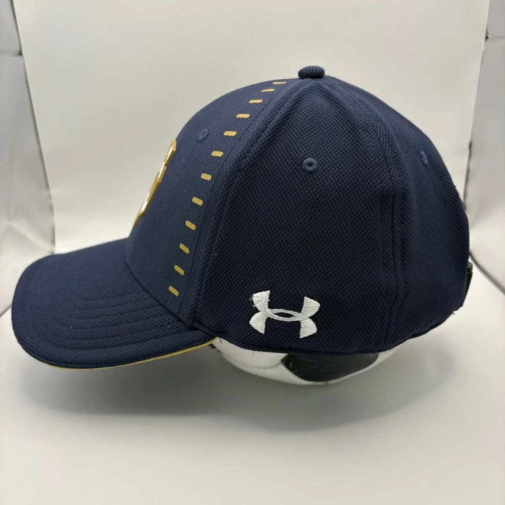 Under Armour Notre Dame Fighting Irish Hat‎ Navy Blue Gold Adjustable OSFA Cap